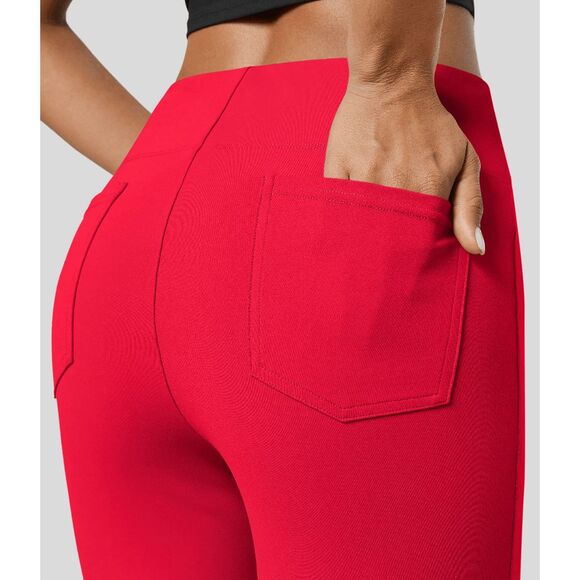 NWT HALARA Flex SculptKnit High Waisted Pocket Work Red Pants SIZE M Petite - Picture 3 of 10